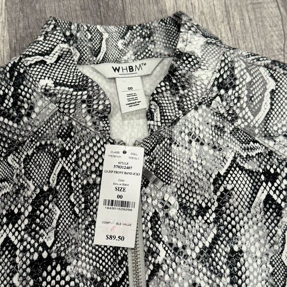 New With Tags! White House Black Market Snakeskin Print Moto Zip Up Jacket WHBM - Picture 3 of 5